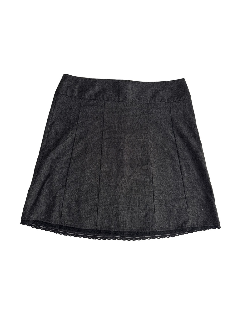 MAURICES Black Tweed Romantic Mini Skirt Lace Trim Office Siren Preppy 11/12